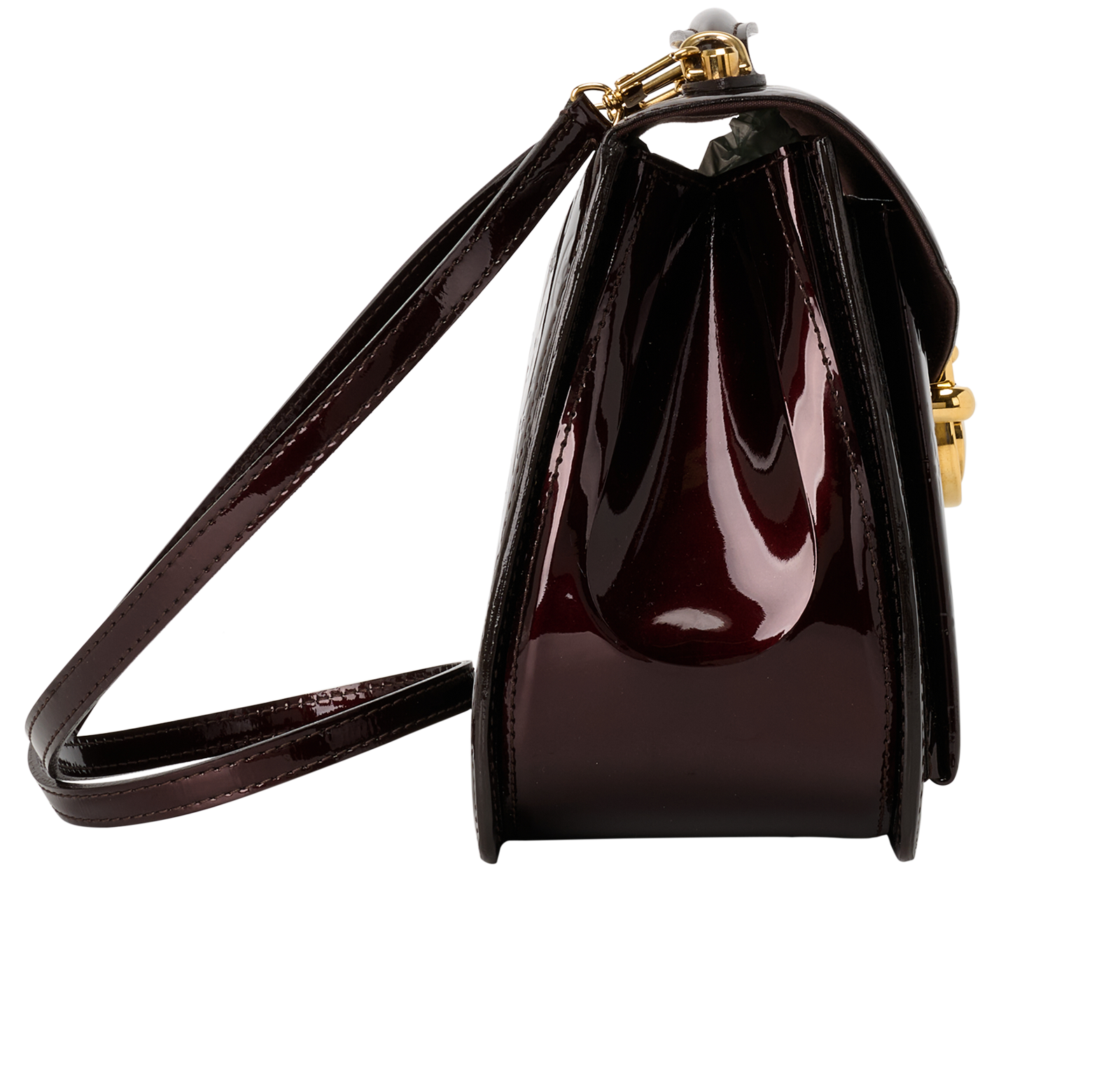 Mirada, &pound;1,100, Handbags, Burgundy, Patent Leather, Side view